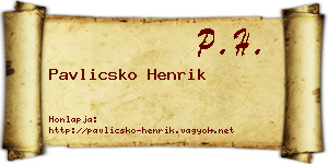 Pavlicsko Henrik névjegykártya